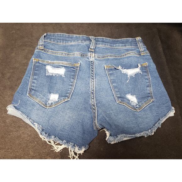 Arizona Jean Co. Mid Rise Dark Wash Distressed Shorts | Size 1 - Picture 3 of 6